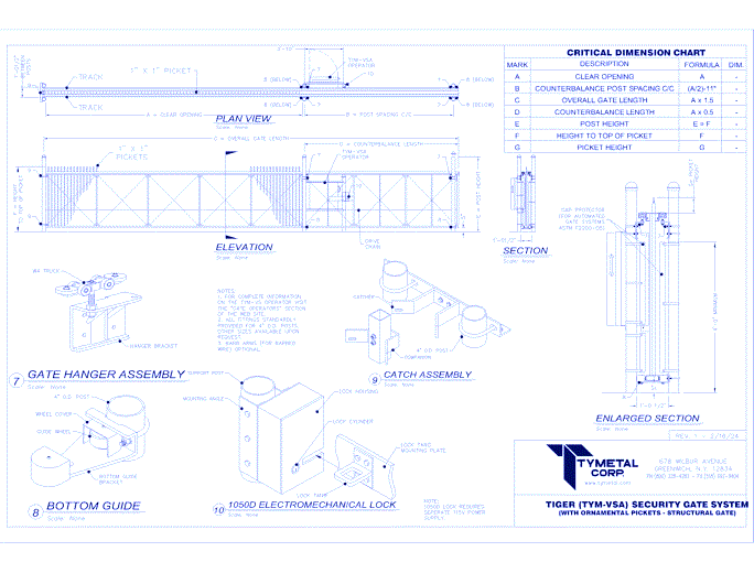 TIGER Cantilever Slide Gate, Operator & Lock System - Ornamental