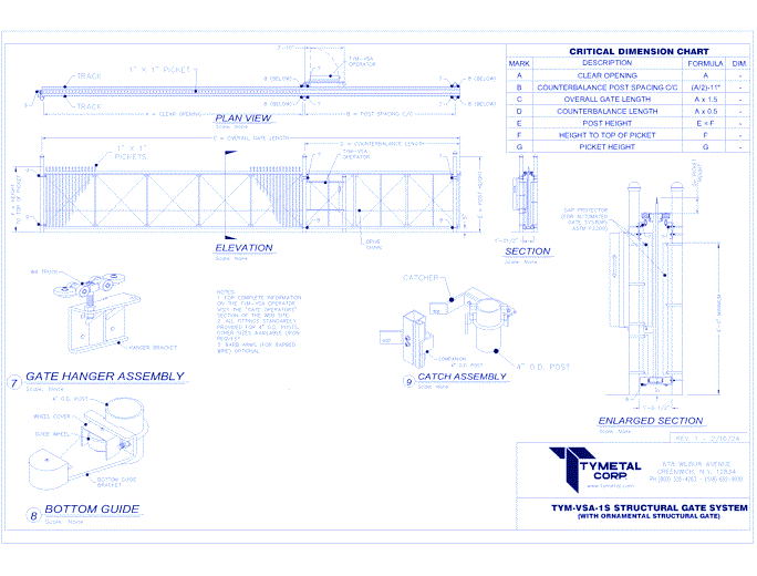 TYM-VSA Structural Cantilever Slide Gate System - Ornamental