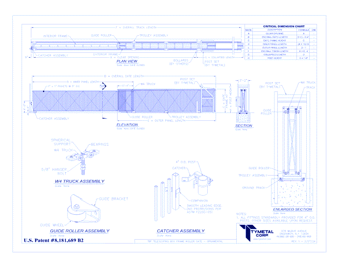 Telescoping Box Frame Roller Gate (Manual Operation) - Ornamental