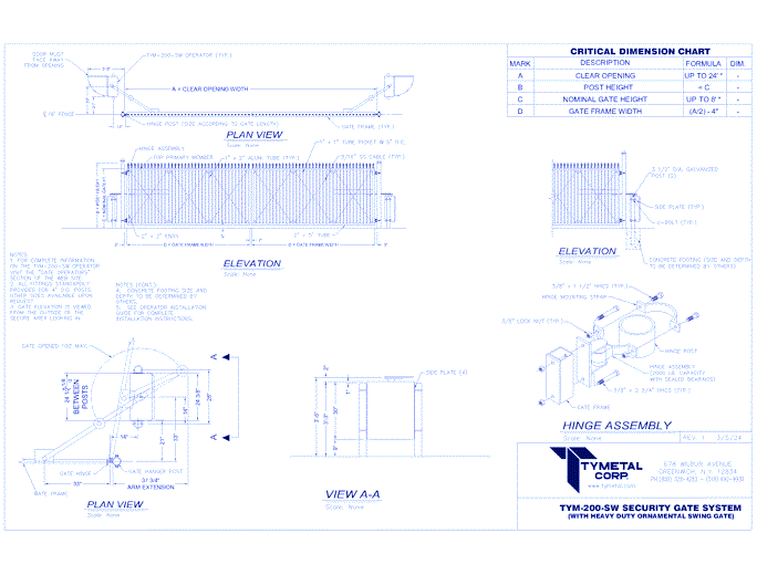 TYM-200-SW Heavy Duty Swing Gate and Operator System - Ornamental
