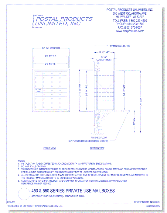 450 Front Loading (N1004506) - 35 Door Unit, 9 High