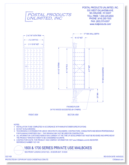 1600 Front Loading (N1021120) - 59 Door Unit, 10 high