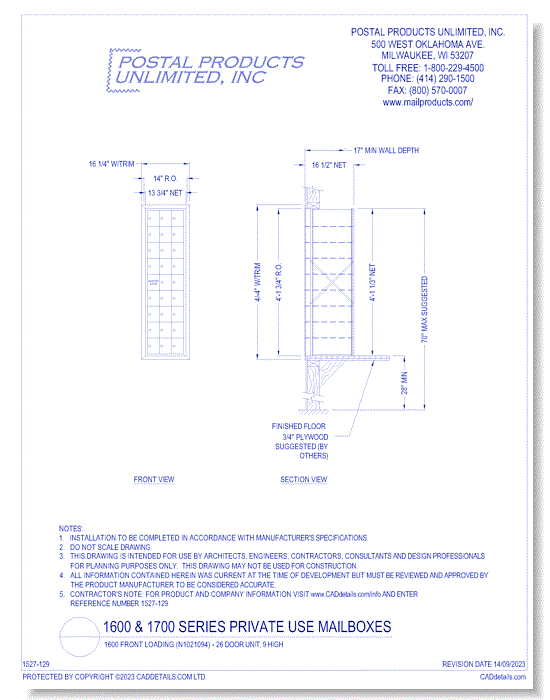 1600 Front Loading (N1021094) - 26 Door Unit, 9 high