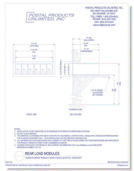 Guardian Series "Module A" Rear Loading (N1021731) - 6 Door Unit