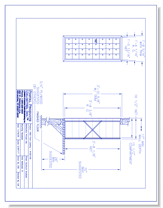 1600 Front Loading (N1021100) - 31 Door Unit, 8 high