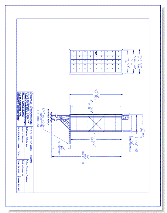 1600 Front Loading (N1021110) - 44 Door Unit, 9 high