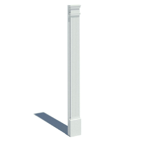 PIL11x108: Pilaster Fluted Adj Plth 108x11x3-1/2 Smooth, Elevation