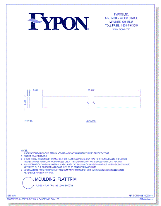 FLT159-8: Flat Trim 1x5-1/2x96 Smooth