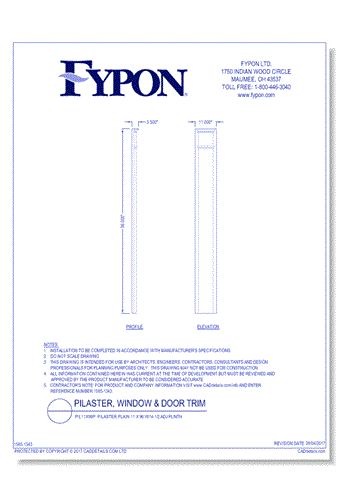PIL11X96P: Pilaster Plain 11 X 96 W/14 1/2 ADJ Plinth