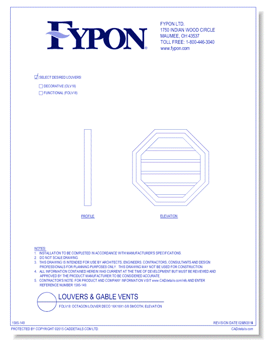 OLV18/FOLV18: Octagon Louver Deco/Func 18X18X1-5/8 Smooth