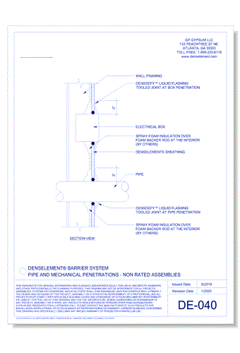 DE-040 - Pipe and Mechanical Penetrations - Non Rated Assemblies