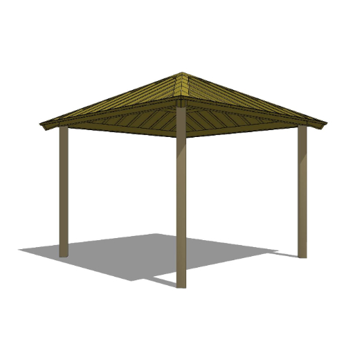 Series 8100, All-Steel Square Shelter, 4S12-AS: 12' x 12' : Elevation and Plan Views