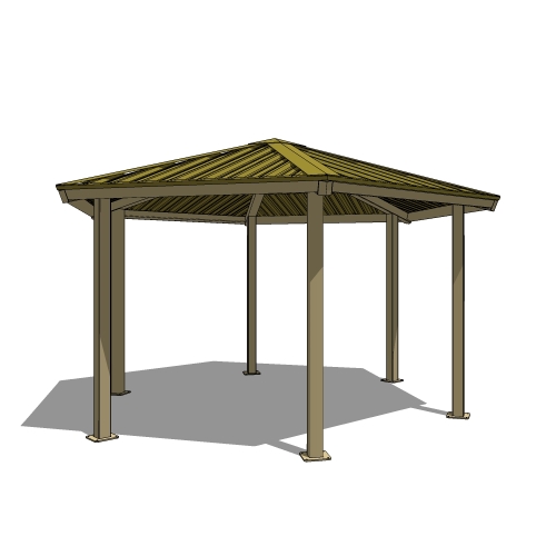 Series 8000, All-Steel Hexagonal Shelter, 6S18-AS: 18' : Elevation and Plan Views