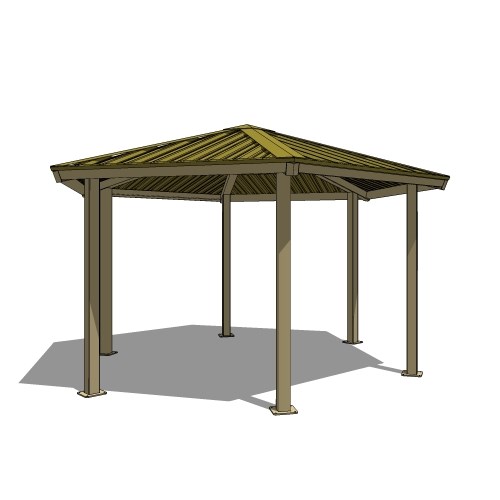 Series 8000, All-Steel Hexagonal Shelter, 6S18-AS: 18' : Elevation and Plan Views