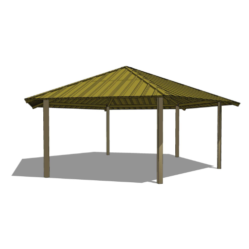 Series 8000, All-Steel Hexagonal Shelter, 6S28-AS: 28' : Elevation and Plan Views