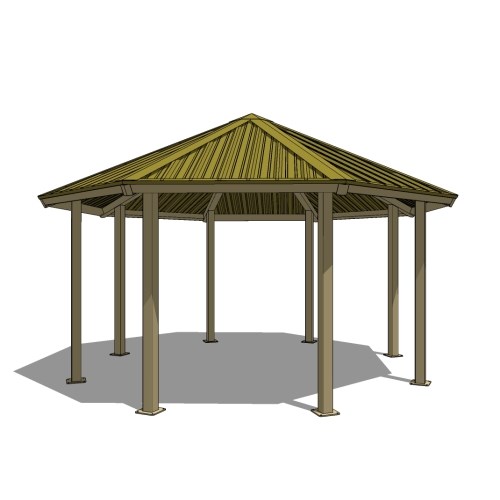 Series 8500, All-Steel Octagonal Shelter, 8S20-AS: 20' : Elevation and Plan Views