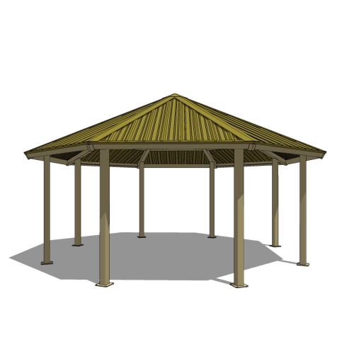 Series 8500, All-Steel Octagonal Shelter, 8S24-AS: 24' : Elevation and Plan Views