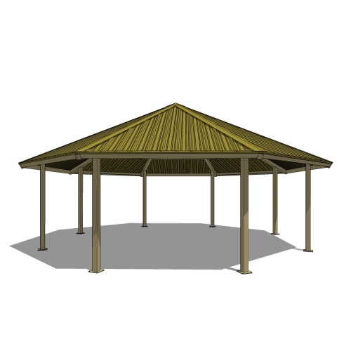 Series 8500, All-Steel Octagonal Shelter, 8S32-AS: 32' : Elevation and Plan Views
