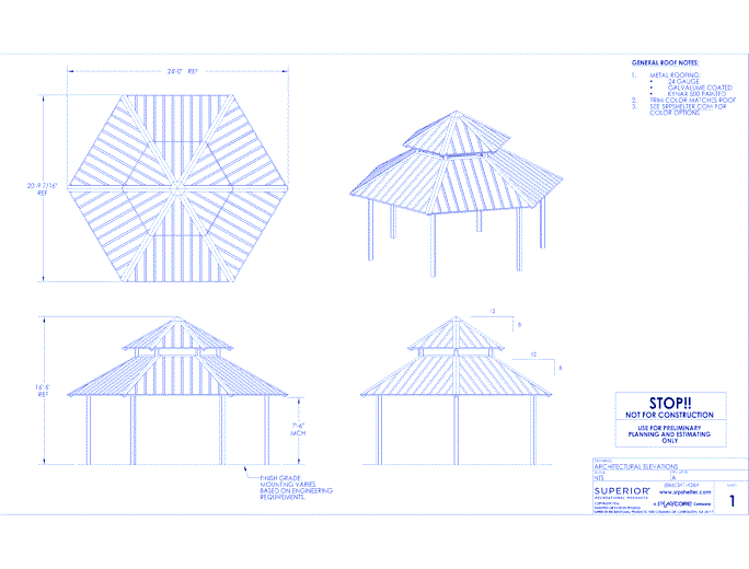 24' Duo-Top Hexagonal Shelter