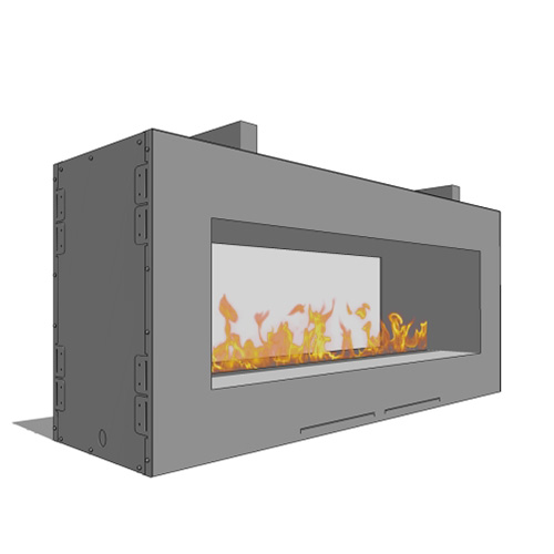 CAD Drawings BIM Models Spark Modern Fires Fire Ribbon Vent Free 4' Vu Thru Fireplace (Model 59)