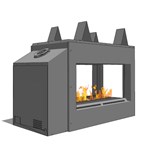 View Fire Ribbon Direct Vent 3' Tri Vu Thru Fireplace (Model 92)