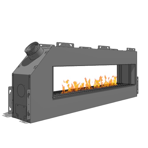 CAD Drawings BIM Models Spark Modern Fires Fire Ribbon Direct Vent 6' Vu Thru Fireplace (Model 612)