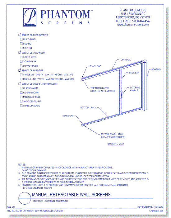 Manual Retractable Wall Screens: Recessed - External Assembled 