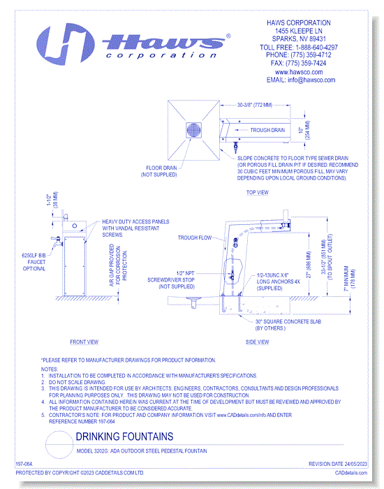 Model 3202G: ADA Outdoor Steel Pedestal Fountain
