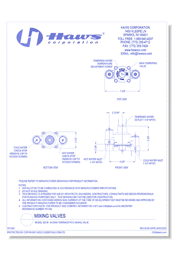 Model 9201E: AXION® Thermostatic Mixing Valve