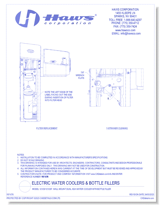 Model 1212S/1212SF: Wall Mount Dual ADA Water Cooler with Bottle Filler