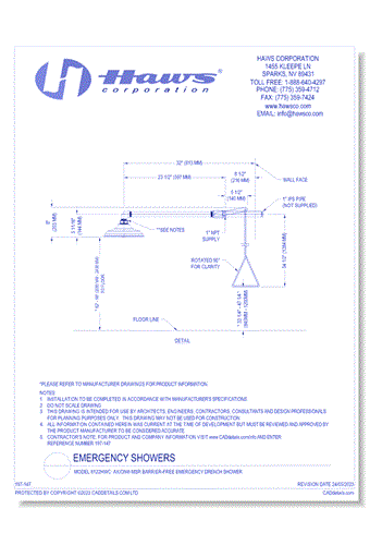 Model 8122HWC: AXION® MSR Barrier-Free Emergency Drench Shower