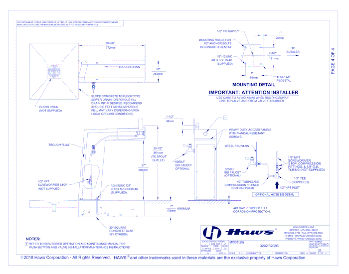 Model 3202G: ADA Outdoor Steel Pedestal Fountain
