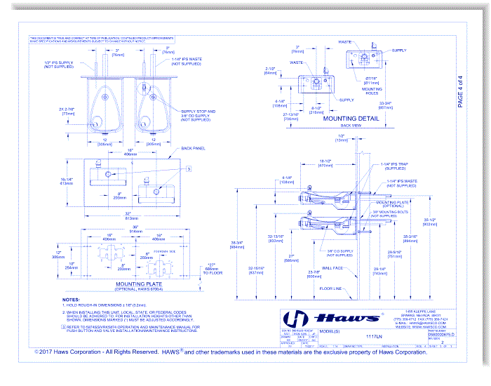 Model 1117LN: Wall Mounted Dual ADA Drinking Fountain