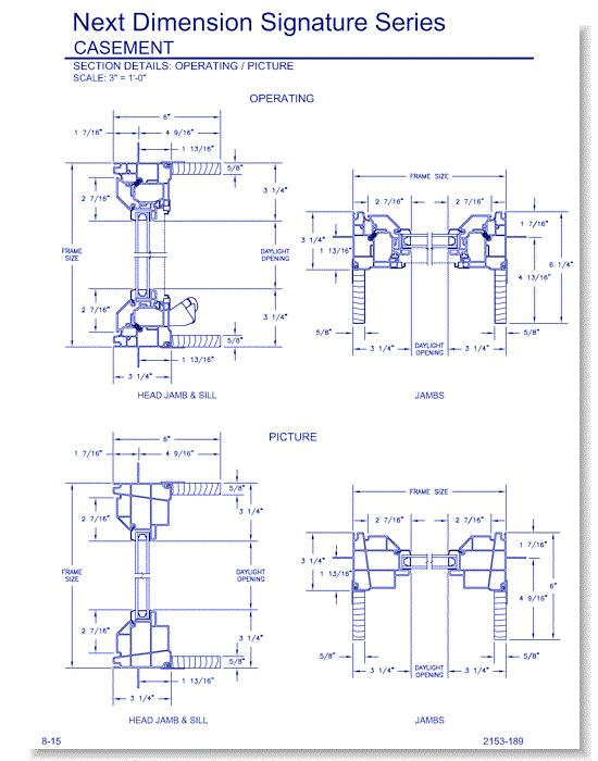 Next Dimension Signature Casement: Section Details