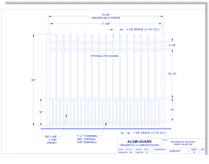 Residential Belmont 60" Puppy Picket (RB604S0-2)