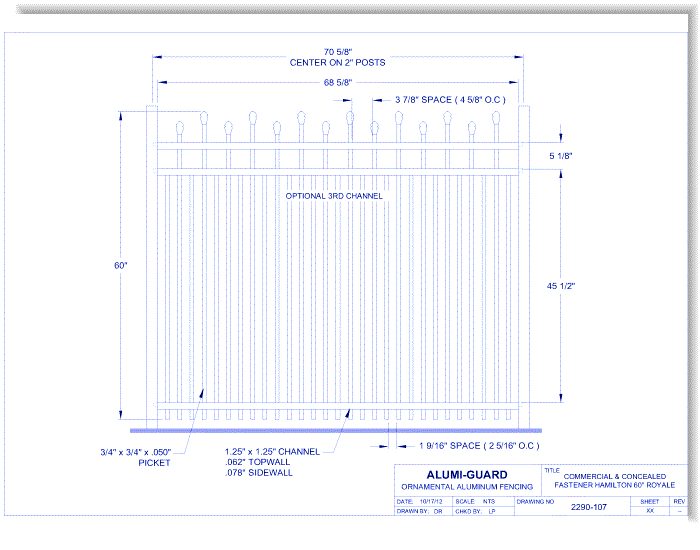 Commercial & Concealed Fastener Hamilton 60" Royale (CCFH603S0-1)