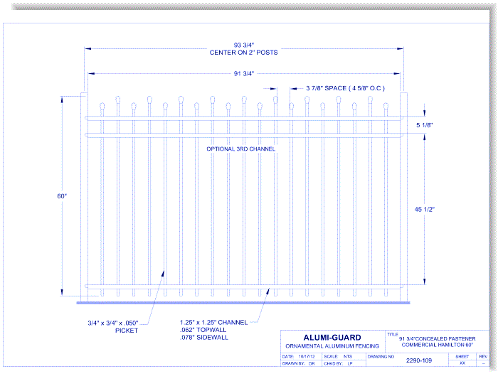 Concealed Fastener Commercial Hamilton 60" (CFH603S)