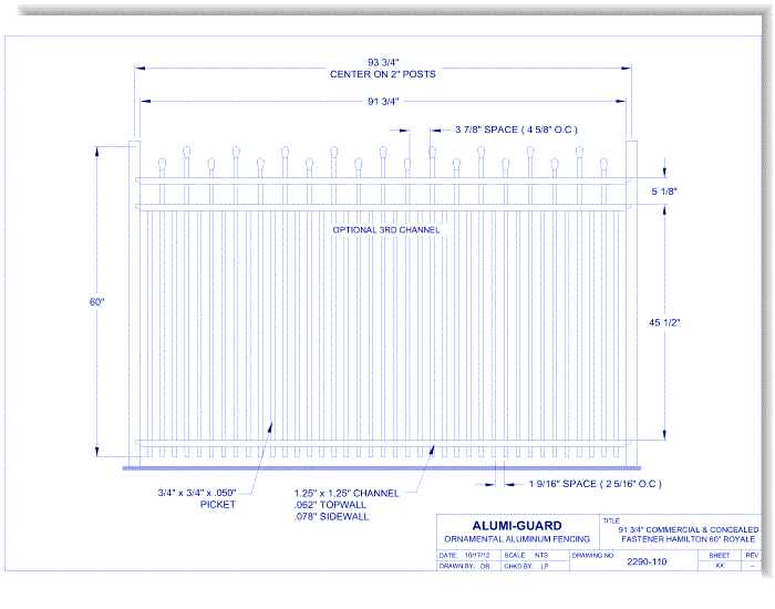 Concealed Fastener Commercial Hamilton 60" Royale (CFH603S0-1)