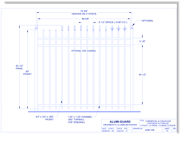 Commercial & Concealed Fastener Victoria 60" (CCFV603S-3)