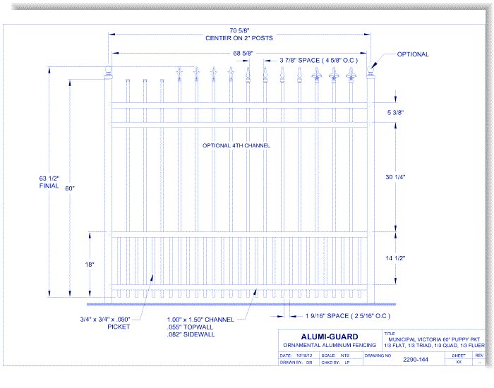 6' Municipal Victoria 60" Puppy Picket (M6V604S0-2-3)