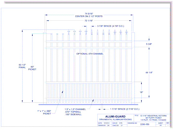 6' Industrial Victoria 60" Puppy Picket (I6V604S0-2-3)