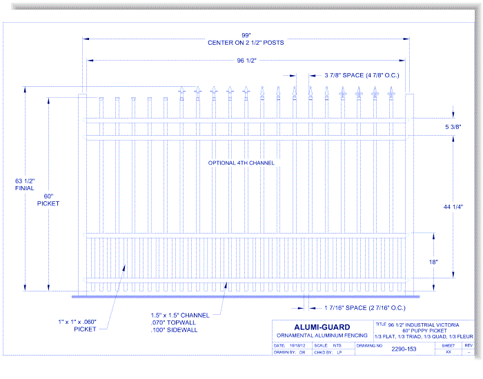 8' Industrial Victoria 60" Puppy Picket (I8V604S0-2-3)