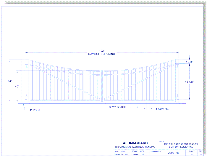 Double Gate Residential Ascot 02 Arch 3-CH 54" (GT02D192RA543)