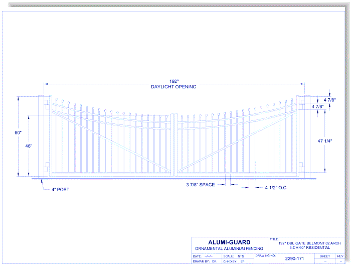 Double Gate Residential Belmont 02 Arch 3-CH 60" (GT02D192RB603)