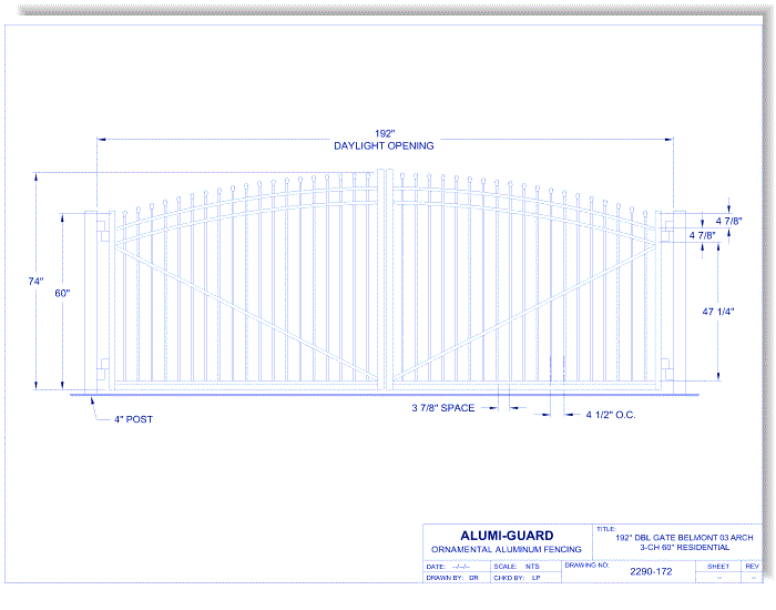 Double Gate Residential Belmont 03 Arch 3-CH 60" (GT03D192RB603)