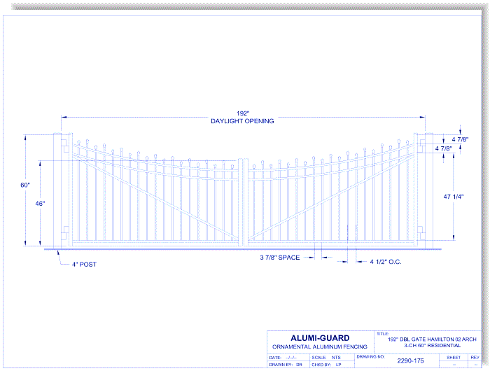 Double Gate Residential Hamilton 02 Arch 3-CH 60" (GT02D192RH603)