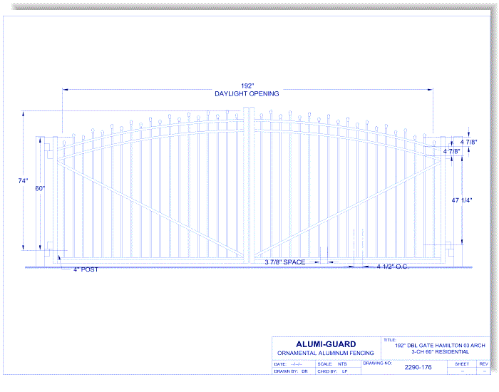 Double Gate Residential Hamilton 03 Arch 3-CH 60" (GT03D192RH603)