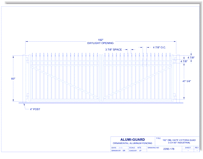 Double Gate Residential Victoria Quad 3-CH 60" (GTD192IV603)