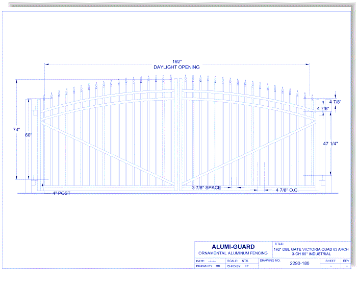 Double Gate Residential Victoria Quad 03 Arch 3-CH 60" (GT03D192IV603)