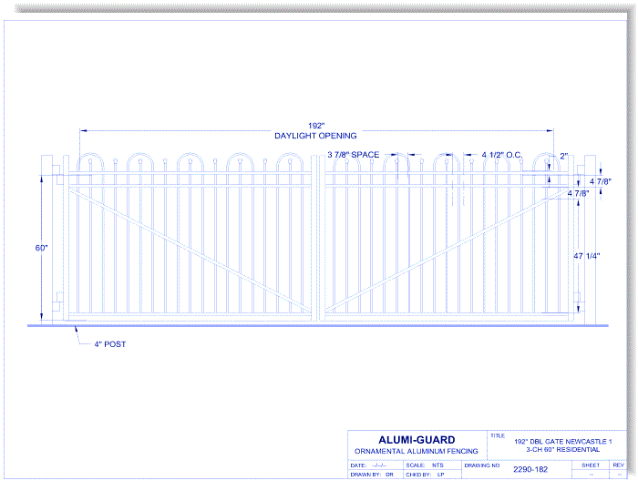 Double Gate Residential Newcastle 1 3-CH 60" (GTD192RN603)